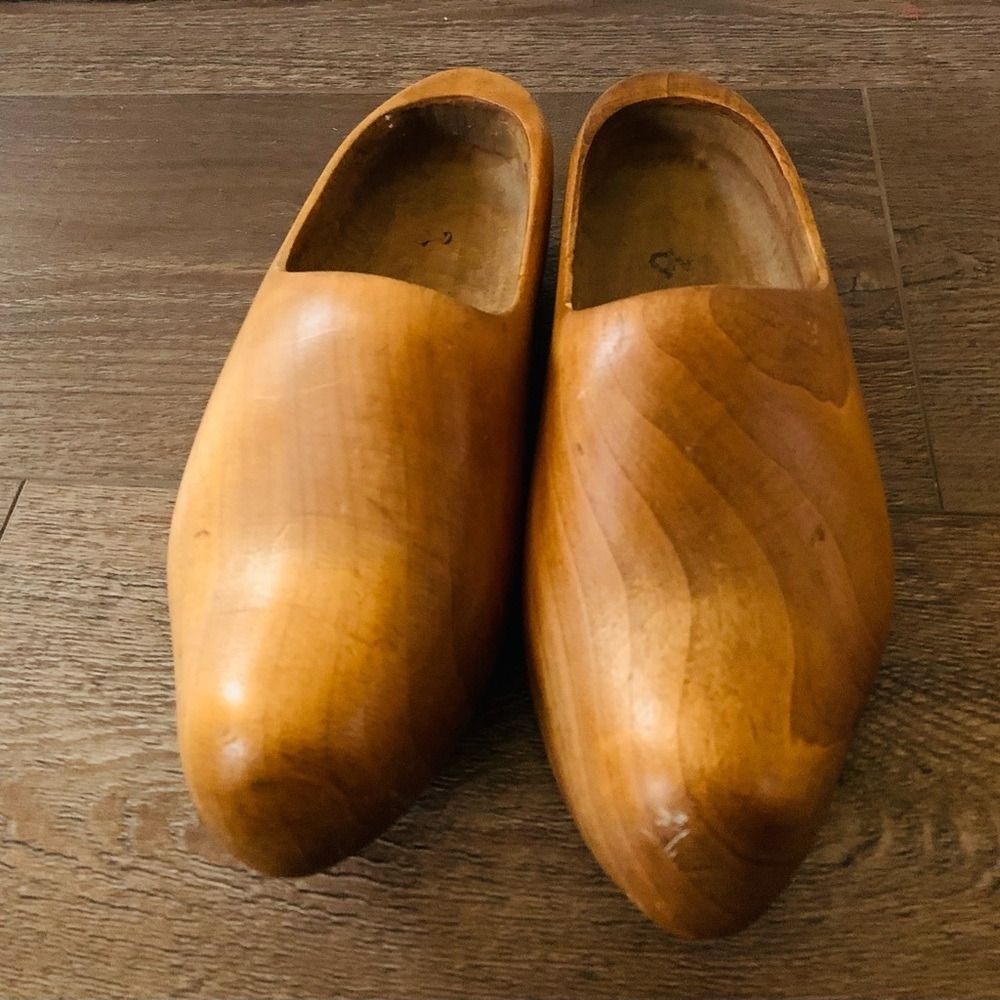 Wooden hand carved shoes
